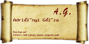 Adriányi Géza névjegykártya